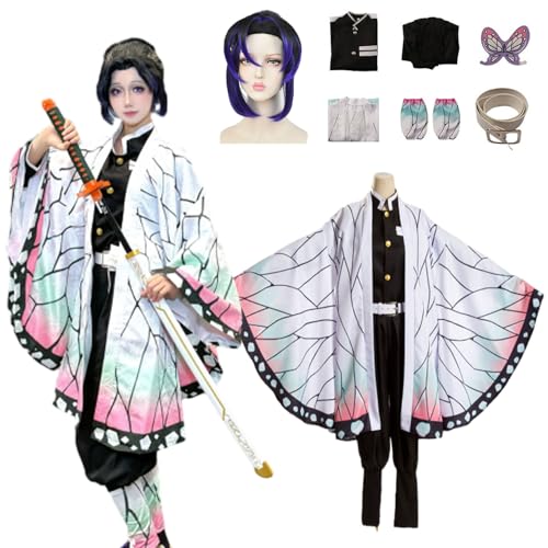 CosDance Anime Charakter Kochou Shinobu Cosplay Kostüm Outfits Dämonentöter Halloween Anzug für Frauen Rollenspiel Umhang Uniform Komplettset Karnevalskleidung von CosDance