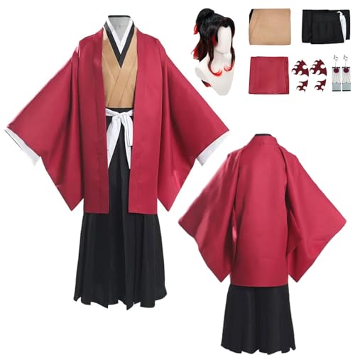 CosDance Anime Charakter Tsugikuni Yoriichi Cosplay Kostüm Outfits mit Perücke Dämonentöter Halloween Anzug für Herren Rollenspiel Kimono Uniform Komplettset Karnevalskleidung von CosDance