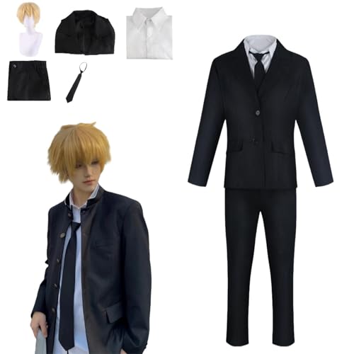 CosDance Anime Denji Cosplay Kostüm Outfit Chainsaw Man Uniform Komplettset Halloween Party Dress Up Anzug mit Perücke (L) von CosDance