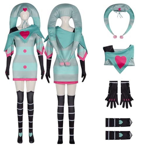 CosDance Anime Fizzarolli Cosplay Kostüm für Frauen Mädchen Helluva Boss Charakter Uniform Kleid Anzug mit Hut Shorts Outfit Set Halloween Karneval Geschenk (S) von CosDance