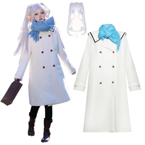 CosDance Anime Frieren Cosplay Kostüme für Frauen und Mädchen Frieren bei der Beerdigung Charakteruniform Outfit mit Perücke und Ohren Halloween Kleid Rockanzug Comic Karnevalsparty Geschenke von CosDance