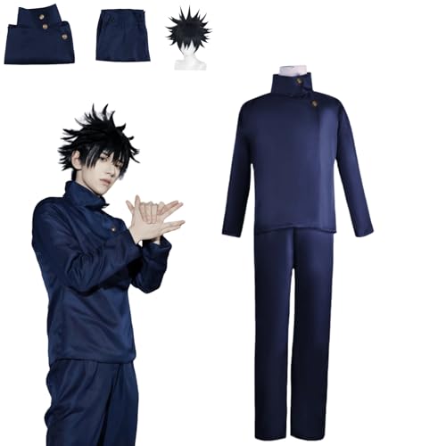 CosDance Anime Fushiguro Megumi Cosplay Kostüm Outfit Jujutsu Kaisen Uniform Komplettset Halloween Party Dress Up Anzug mit Perücke (S) von CosDance