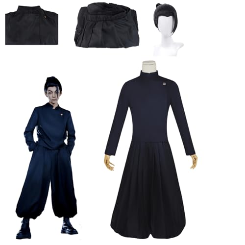 CosDance Anime Geto Suguru Cosplay Kostüm Outfit Jujutsu Kaisen Uniform Komplettset Halloween Party Dress Up Anzug mit Perücke (2XL) von CosDance