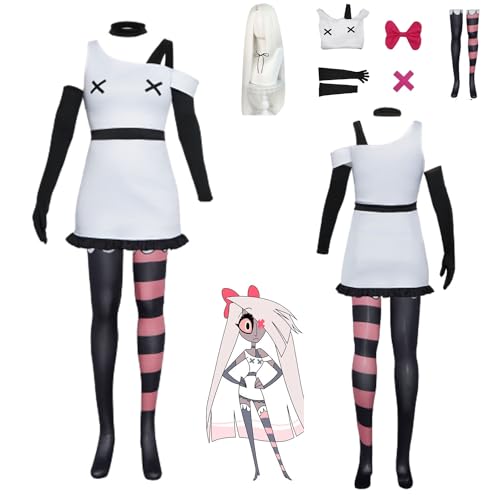 CosDance Anime Hazbin Hotel Vaggie Cosplay Kostüme mit Perücke alle Charakterrock Outfits komplettes Set Halloween Kleid Uniform für Erwachsene Karnevalssachen Partygeschenke (XS) von CosDance