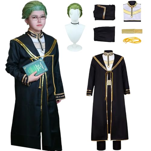 CosDance Anime Heiter Cosplay Kostüme für Männer Frieren bei der Beerdigung Mantel Robe Outfit mit Perücke Halloween Uniform Umhang Anzug Comic Karneval Party Geschenke (XXL) von CosDance