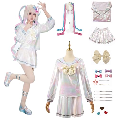 CosDance Anime Kangel Cosplay Kostüm Perücke für Frauen Spiel Streamer Regen Charakter Needy Girl Überdosis Outfit Anzug Kawaii JK Rock Uniform Kleid Komplettset Halloween Karneval (M) von CosDance