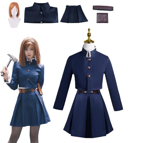 CosDance Anime Kugisaki Nobara Cosplay Kostüm Outfit Jujutsu Kaisen Uniform Komplettset Halloween Party Dress Up Anzug mit Perücke (3XL) von CosDance