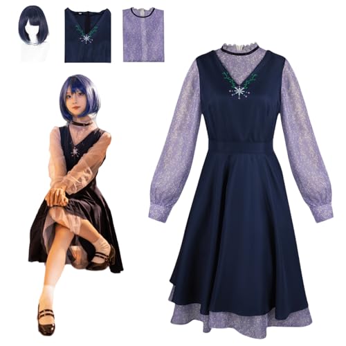 CosDance Anime Kurokawa Akane Cosplay Kostüm Outfit OSHI NO KO Uniform Komplettset Halloween Party Dress Up Anzug mit Perücke (2XL) von CosDance