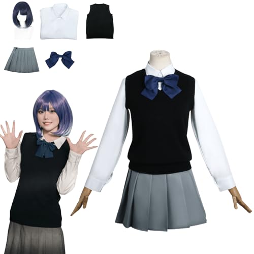 CosDance Anime Kurokawa Akane Cosplay Kostüm Outfit OSHI NO KO Uniform Komplettset Halloween Party Dress Up Anzug mit Perücke (2XL) von CosDance