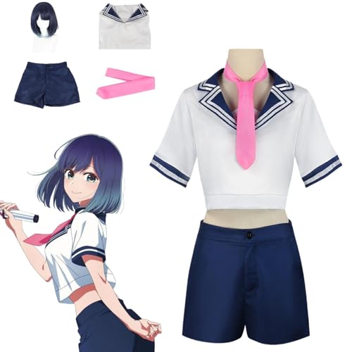 CosDance Anime Kurokawa Akane Cosplay Kostüm Outfit OSHI NO KO Uniform Komplettset Halloween Party Dress Up Anzug mit Perücke (2XL) von CosDance