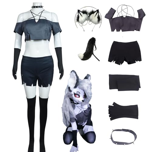 CosDance Anime Loona Cosplay Kostüm für Frauen Helluva Boss Charakter Uniform Kleid Anzug Schwanz Shorts Kopfschmuck Tops Outfit Set Halloween Karneval Geschenk für Mädchen (L) von CosDance