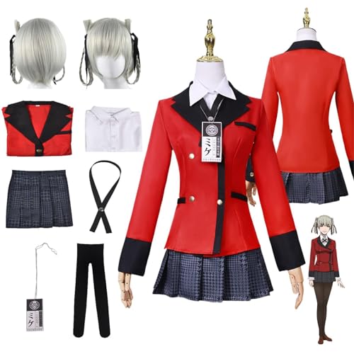 CosDance Anime Momobami Kirari Cosplay Kostüm Outfit Kakegurui Uniform Komplettset Halloween Party Dress Up Anzug mit Perücke für Frauen Mädchen (2XL) von CosDance