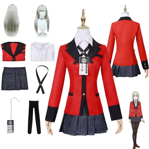 CosDance Anime Momobami Ririka Cosplay Kostüm Outfit Kakegurui Uniform Komplettset Halloween Party Dress Up Anzug mit Perücke für Frauen Mädchen (M) von CosDance