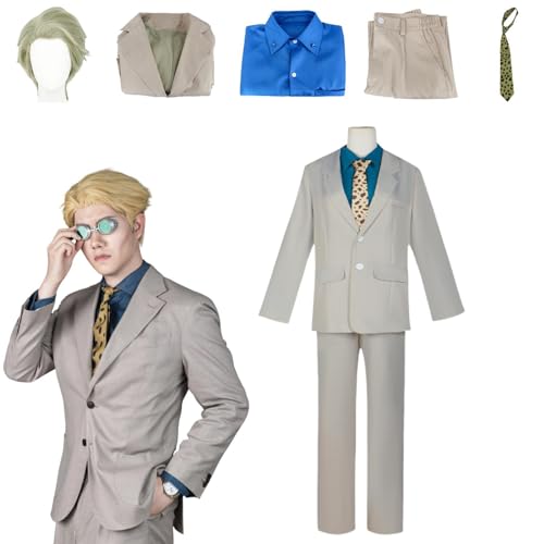 CosDance Anime Nanami Kento Cosplay Kostüm Outfit Jujutsu Kaisen Uniform Komplettset Halloween Party Dress Up Anzug mit Perücke für (2XL) von CosDance