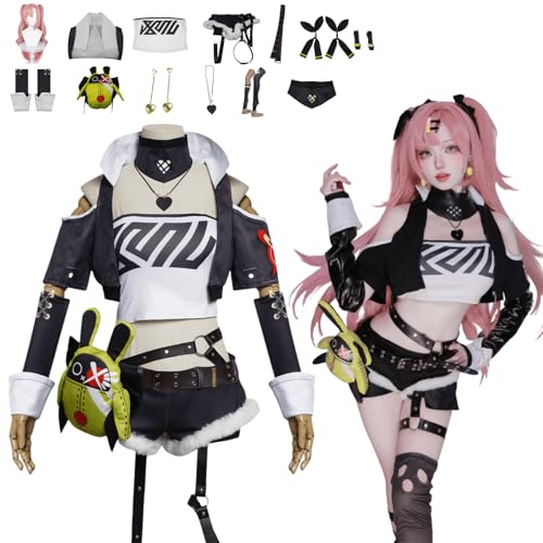 CosDance Anime Nicole Demara Cosplay Kostüm Outfit Zenless Zone Zero Uniform Komplettset Halloween Party Dress Up Anzug mit Perücke für Frauen Mädchen (3XL) von CosDance