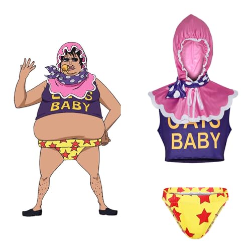 CosDance Anime One Piece Senor Pink Cosplay Kostüm Outfits mit Hut Halloween Anzug für Herren Oberteile Shorts Uniform komplettes Set Karnevalsparty Kleidung Geschenke (L) von CosDance