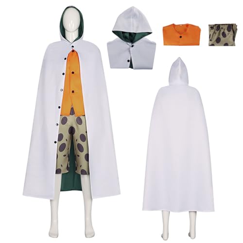 CosDance Anime One Piece Silvers Rayleigh Cosplay Kostüm mit Kapuze Umhang Hemd Hose Outfits Halloween Uniform komplettes Set für Herren Kostüm für Erwachsene Karnevalsparty Geschenke (XXL) von CosDance