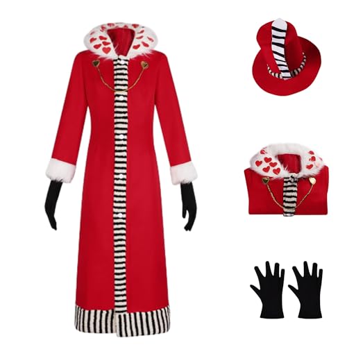 CosDance Anime Valentino Cosplay Kostüm mit Hut Hazbin Hotel Alle Charaktere Umhang Uniform Roter Trenchanzug Dress Up Outfits Set für Männer Erwachsene Jacke Halloween Karneval Party Geschenke (M) von CosDance