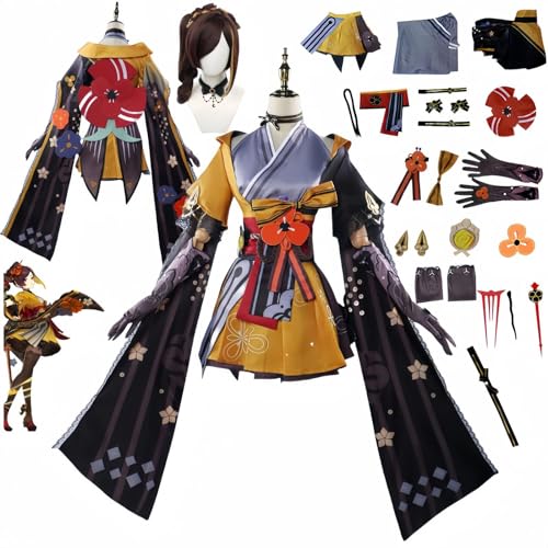 CosDance Genshin Impact Chiori Cosplay Kostümspiel für Mädchen Frauen Modekleid Uniform Voller Anzug Halloween Party Carnival Kleid mit Perücken Kopfstück (3XL) von CosDance