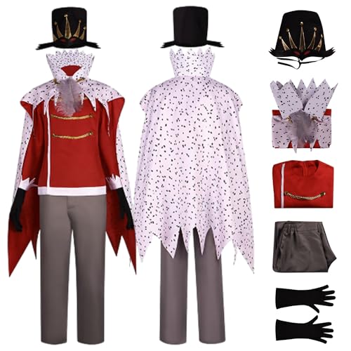 CosDance Herren Anime Stolas Cosplay Kostüm mit Hut Blitzo Helluva Boss Charakter Uniform Jacke Umhang Anzug Halloween Karneval Dress Up Outfit Set für Erwachsene Jungen (L) von CosDance