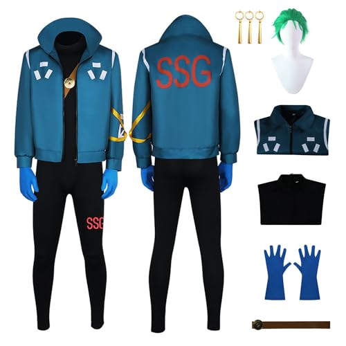 CosDance One Piece Anime Egghead Roronoa Zoro Cosplay Kostüm mit Perücke Herren Jacke Mantel Uniform Erwachsene Set Umhang Outfits Dress Up Anzug Halloween Karneval Party Geschenke für Jungen (S) von CosDance