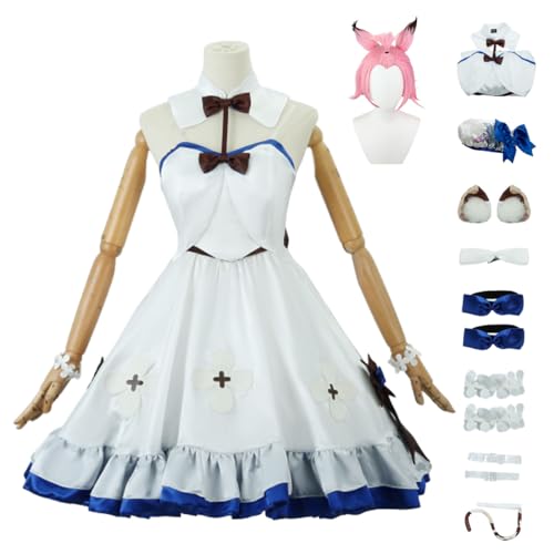 CosDance Spiel Genshin Impact Charakter Diona Cosplay Kostüm Outfit Perücke für Frauen Symphonie Konzertrock Uniform Halloween Karneval Anzug Hut Ohren Schwanz Accessoires-Set (L) von CosDance