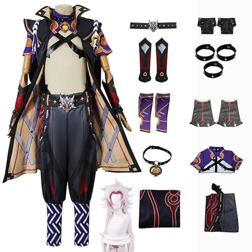 Genshin Impact Cosplay Arataki Itto Kostüm Spielcharakter Charaktere Outfit mit Perücke Kopfschmuck Full Set Halloween Dress Up Uniform Anzug für Männer (S) von CosDance