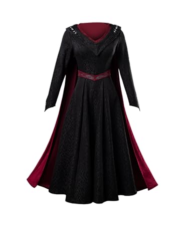 CosFantasy Damen Rhaenyra Cosplay Kostüm, Kleid, Robe, Kostüm, Samt, roter Umhang, Umhang, Halloween, FY0071, Größe S von CosFantasy