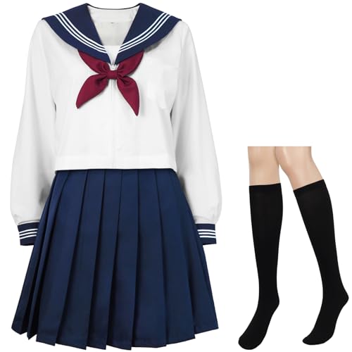 Damen Kostüme Kawaii Japanischer Matrosenanzug Schulmädchen JK Uniform für Cosplay, Schwarz, Grau mit rotem Gürtel und weißen Stiefeln, M Damen Kostüme Kawaii Japanischer Matrosenanzug Schulmädchen JK Uniform für Cosplay, Schwarz, Grau mit rotem Gürtel und weißen Stiefeln, M von CosInStyle
