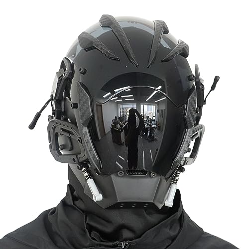 CosTribe Punk Gothic Helm Maske Futuristische Techwear Sci Fi Halloween Cosplay Halloween Party Musik Zubehör (Style-03) von CosTribe