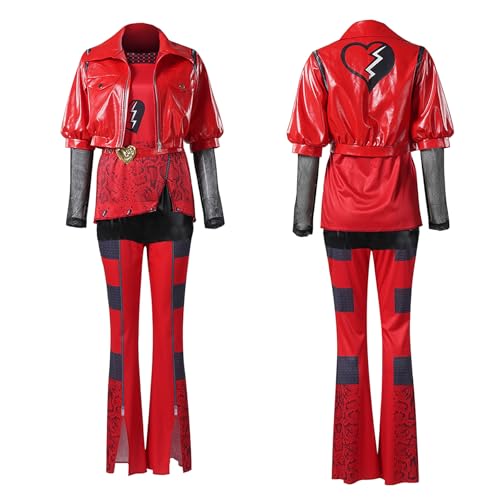 Damen-Kostüm, Rot, Prinzessin des Wunderlandes, Desc 4, Deluxe-Halloween-Outfit, kurze Jacke, Hemd, Hose, Set für Erwachsene von CoserDepot