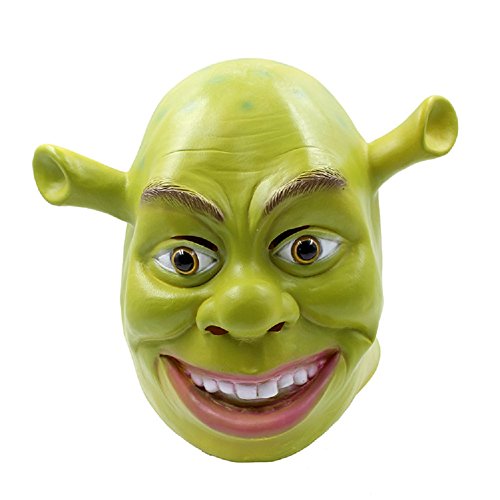 Shrek Maske Kostüm Maske Halloween Cosplay Ganzkopf Grün Erwachsene Shrek Maske Latex von PAINEOMN