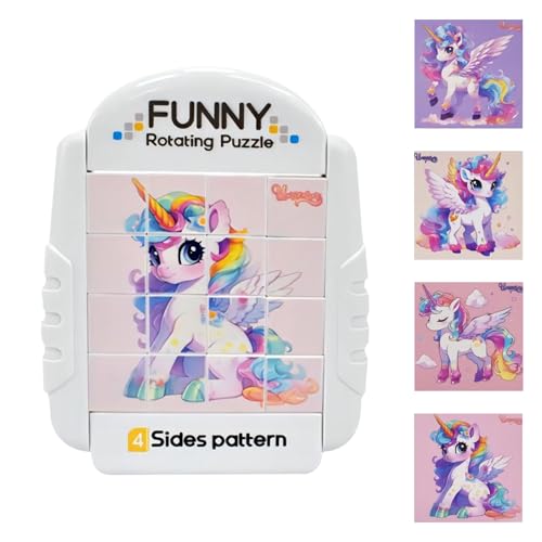 3D Puzzle Geduldspiele für Kinder Einhorn Puzzle ab 3-6 Jahre 4 Puzzles in 1 Einhorn Spielzeug 1 Stück Tiere 16-Gitter Rotating Puzzle Geschenke für Jungen und Mädchen im 3-6 Jahre (Einhörner) von Cosiesnest