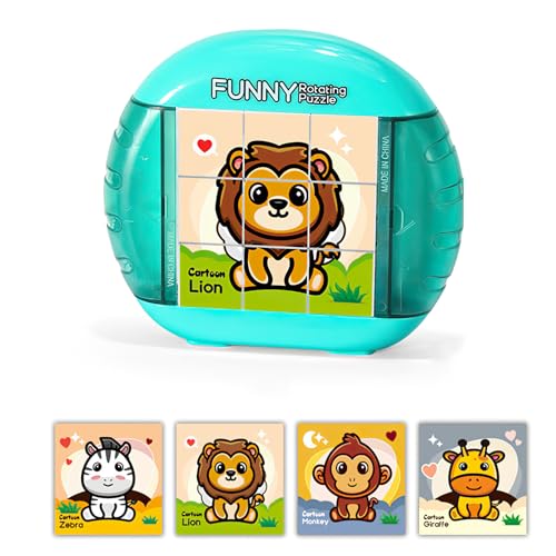 3D Puzzle Geduldspiele für Kinder Einhorn Puzzle ab 3-6 Jahre 4 Puzzles in 1 Einhorn Spielzeug 1 Stück Tiere 9-Gitter Rotating Puzzle Geschenke für Jungen und Mädchen (9 Grids Tierwelt) von Cosiesnest