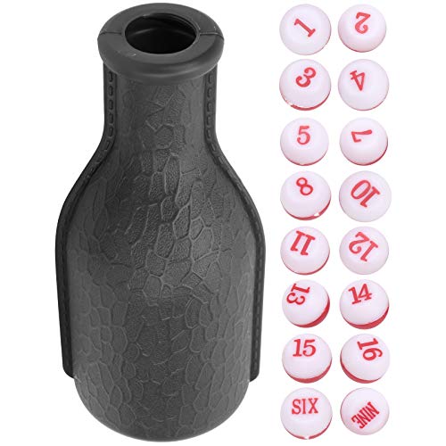 Billardwürfel, Billard-Shaker-Flasche mit Shaker-Flasche, 16 Stück, Gummi-Billardspiel-Werkzeug, Nummerierte Würfel, Unterhaltungswürfel für Familien, Bars, Clubs (Black) von Cosiki