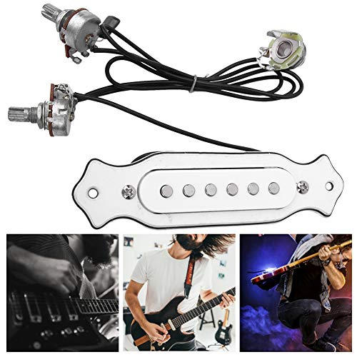 E-Gitarren-Tonabnehmer, Akustikgitarren-Tonabnehmer, 6-saitiger Tonabnehmer, ABS-Gehäuse, Schallloch, Magnetische Gitarren-Tonabnehmer für Akustische E-Gitarre (White) von Cosiki