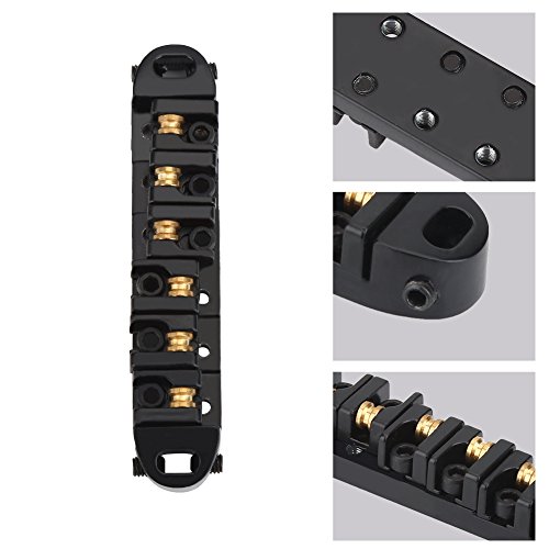 Gitarrenbrücke, Gitarren-Rollenbrücke, Roller-Sattelbrücke, 1 Set, Legierung, Gitarren-Sattelbrücke, E-Gitarren-Teile für 6-saitige E-Gitarre Im -Stil (Black) von Cosiki