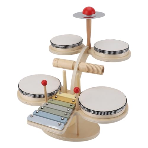 Kleinkind-Schlagzeug-Set, -Schlagzeug-Set, Sperrholz-Musikspielzeug, -Schlagzeug-Set, Holz-Schlagzeug-Spielzeug-Set für von Cosiki