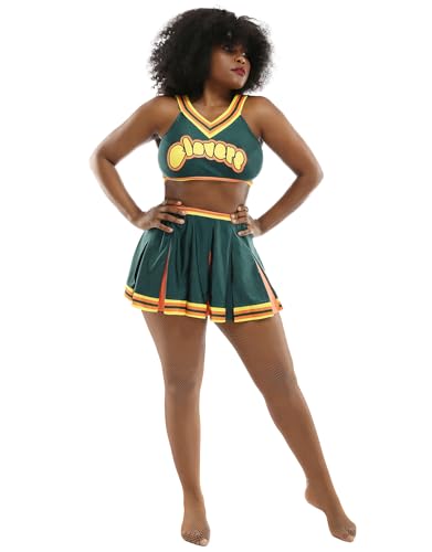 Coskidz Damen Cheerleader Cosplay Kostüm Top Rock - Grün - Large/X-Large von Coskidz