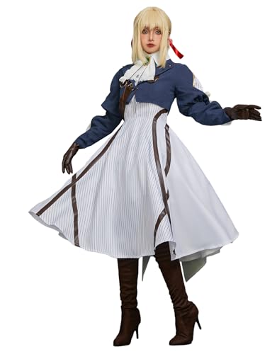 Coskidz Damen Violet Evergarden Cosplay Kostüm Lolita Kleid Full Set - - Groß von Coskidz