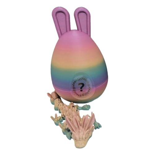 Cosmin Ein Osterhasenohr-Eier mit Drachen, 3D-Gedrucktes Drachenei, Kristalldrachen-Zappelspielzeug, Voll Beweglicher Drache im Ei von Cosmin