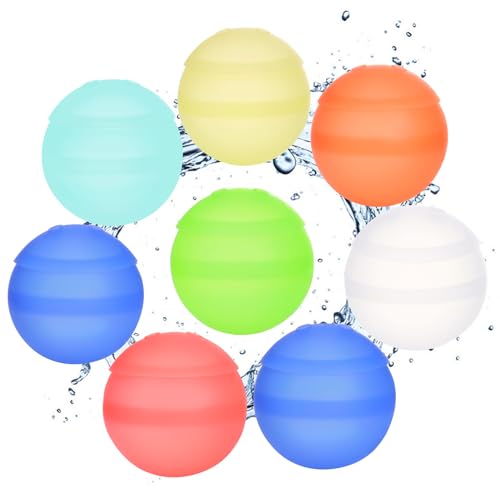 Cosmpeak Wiederverwendbare Wasserbomben 8 Stück Wasserbomben Silikon Wasserballons Wiederverwendbar Wasserspielzeug Pool Spielzeug Schnellfüller Wasserbomben Wasserspielzeug für Jungen und Mädchen von Cosmpeak