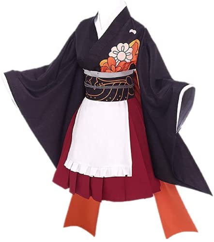 Cosplay Life Demon Kimetsu Café Maid Lolita Kleid New Anime Slayer Komplettset Kimono Kostüm (KIBUTSUJI, 2XL) von Cosplay Life