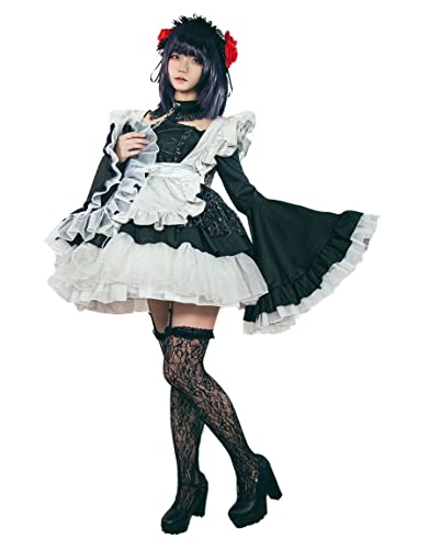 Cosplay.fm Damen Anime Cosplay Cosplay Kostüm Kawaii Dienstmädchen Outfit (M, schwarz und weiß) von Cosplay.fm