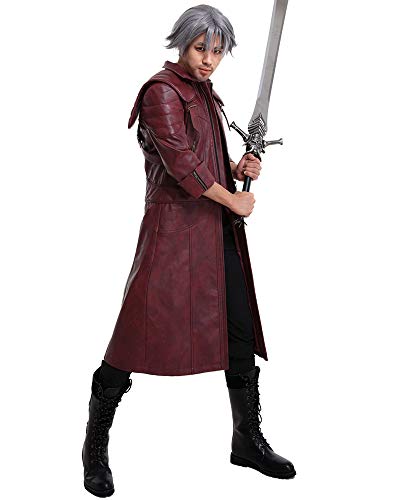 Cosplay.fm Herren Dante Cosplay Kostüm PU Leder Jacke, Rot/Ausflug, einfarbig (Getaway Solids), XL von Cosplay.fm