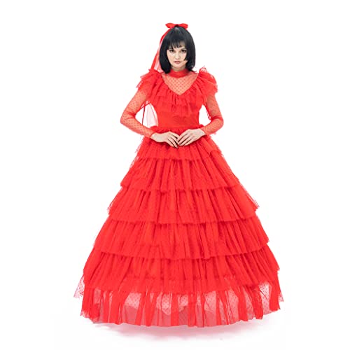 CosplayDiy Damen Braut Cosplay Kostüm Braut Rot Kleid Erwachsene Gothic Hochzeitskleid, Rot/Ausflug, einfarbig (Getaway Solids), XX-Large von CosplayDiy