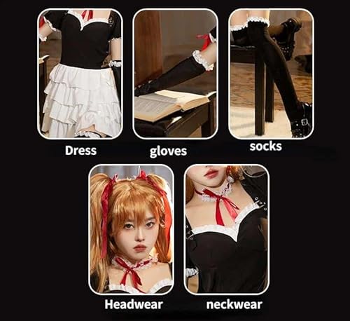 Anime Cosplay Kostüms for Women Asuka Langley Soryu Neon Genesis Evangelion COS suit Girls Christmas Carnival Maid Dress wig, set, S von CosplayHero