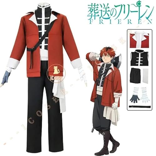 Anime Frieren Beyond Journey's End Stark Cosplay Kostüm Wig Perücke Jacket Uniform Gloves Herren Damen Cos Props, Costume only, XS von CosplayHero