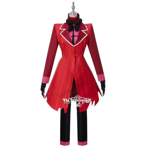 Anime Hazbin Helluva Alastor Hotel Cosplay Kostüm Wig Party Uniform Suit Halloween Outfit for Men Women Uniforms Coat Cartoon, costume, L, Women von CosplayHero