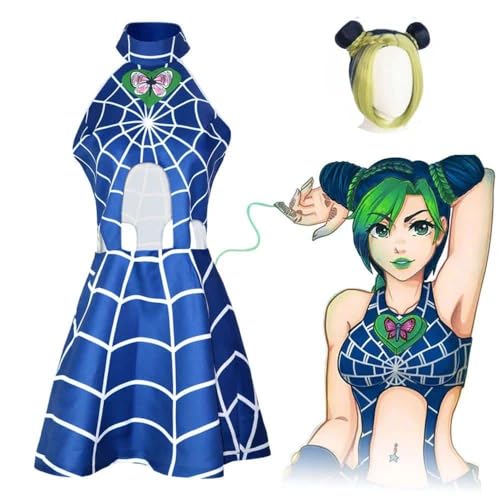 Anime JoJo?s Bizarre Adventure Jolyne Cujoh Kujo Cosplay Kostüm Outfits Suit wig hair Halloween Carnival, Set 1 with wig, L von CosplayHero